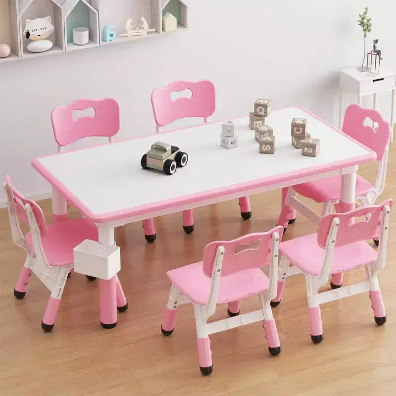 Set tavolo e sedie per bambini con contenitore, Tavolo e sedie per bambini regolabili in altezza per bambini dai 3 agli 8 anni, Tappetini antiscivolo, Piano del tavolo facile da pulire