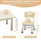 Set tavolo e sedie per bambini con contenitore, Tavolo e sedie per bambini regolabili in altezza per bambini dai 3 agli 8 anni, Tappetini antiscivolo, Piano del tavolo facile da pulire