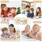 Set tavolo e sedie per bambini con contenitore, Tavolo e sedie per bambini regolabili in altezza per bambini dai 3 agli 8 anni, Tappetini antiscivolo, Piano del tavolo facile da pulire