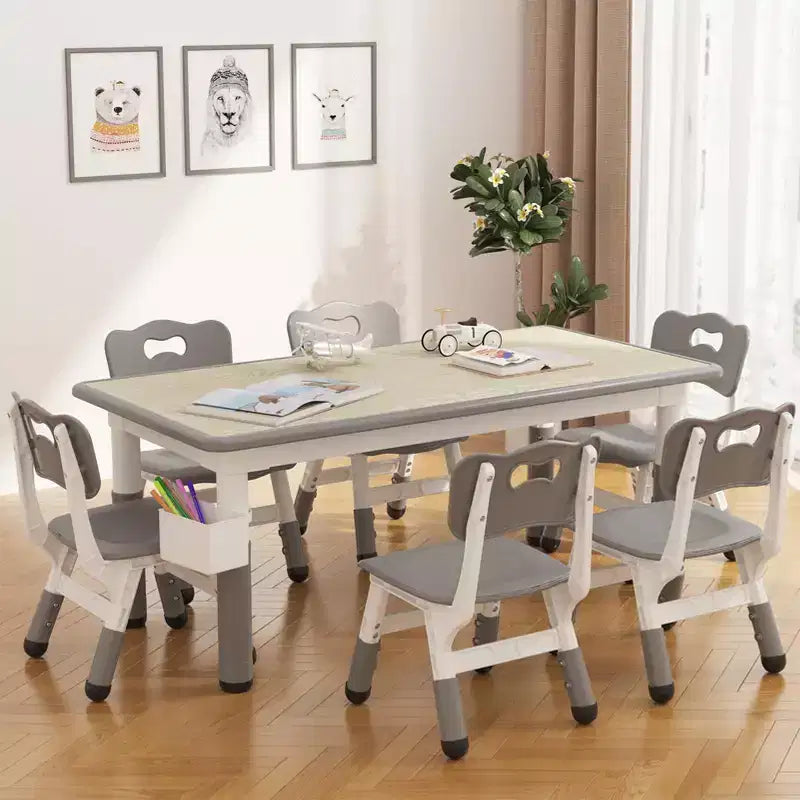 Set tavolo e sedie per bambini con contenitore, Tavolo e sedie per bambini regolabili in altezza per bambini dai 3 agli 8 anni, Tappetini antiscivolo, Piano del tavolo facile da pulire