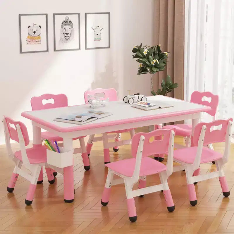 Set tavolo e sedie per bambini con contenitore, Tavolo e sedie per bambini regolabili in altezza per bambini dai 3 agli 8 anni, Tappetini antiscivolo, Piano del tavolo facile da pulire