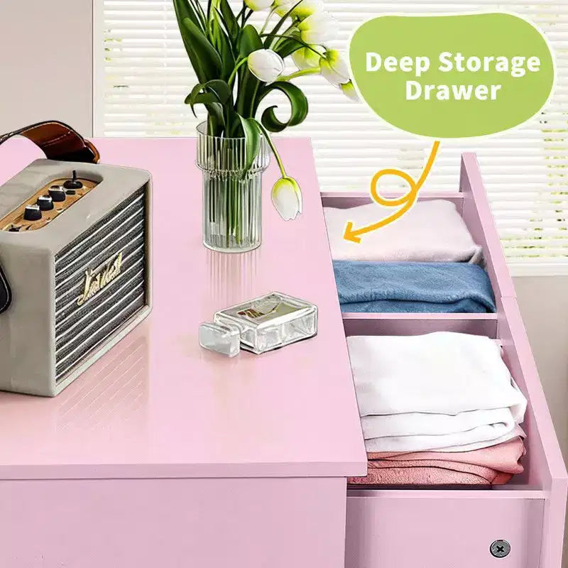 Karl Home Cassettiera Grande a 7 Cassetti per Camera da Letto e Cassettiera con Struttura Robusta Organizzatore per Armadio in Legno, Rosa