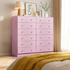 Karl Home Cassettiera Grande a 7 Cassetti per Camera da Letto e Cassettiera con Struttura Robusta Organizzatore per Armadio in Legno, Rosa
