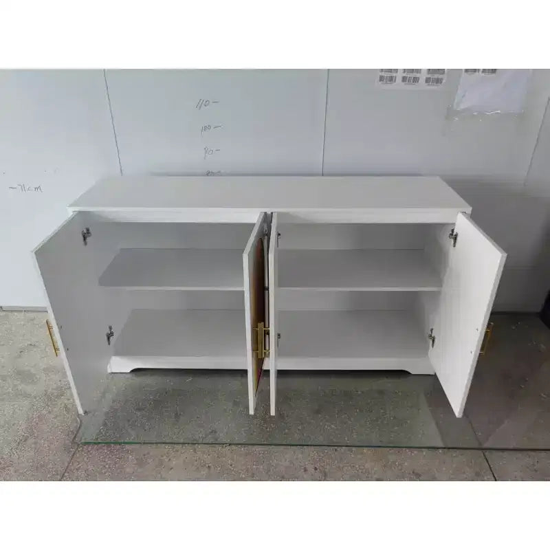 COZONY Madia Credenza, Mobile Contenitore Grande con 4 Ante in Rattan, Tavolo Consolle per Soggiorno, Cucina, Sala da Pranzo, Ingresso