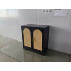 COZONY Madia Credenza, Mobile Contenitore Grande con 4 Ante in Rattan, Tavolo Consolle per Soggiorno, Cucina, Sala da Pranzo, Ingresso