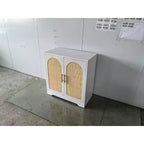 COZONY Madia Credenza, Mobile Contenitore Grande con 4 Ante in Rattan, Tavolo Consolle per Soggiorno, Cucina, Sala da Pranzo, Ingresso