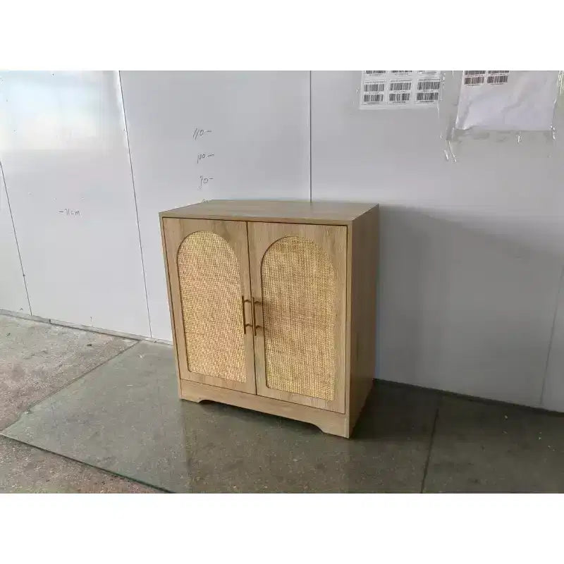 COZONY Madia Credenza, Mobile Contenitore Grande con 4 Ante in Rattan, Tavolo Consolle per Soggiorno, Cucina, Sala da Pranzo, Ingresso