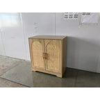 COZONY Madia Credenza, Mobile Contenitore Grande con 4 Ante in Rattan, Tavolo Consolle per Soggiorno, Cucina, Sala da Pranzo, Ingresso