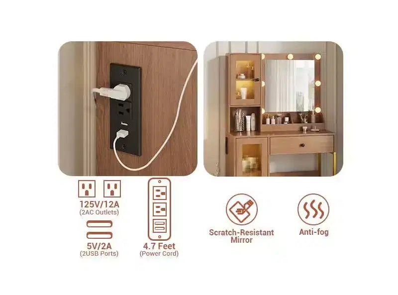 Toeletta da trucco con luci a LED e specchio, grande toeletta da 33 W con cassetto grande, mobile contenitore, toeletta per camera da letto