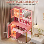 Toeletta da trucco con luci a LED e specchio, grande toeletta da 33 W con cassetto grande, mobile contenitore, toeletta per camera da letto