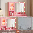 Toeletta da trucco con luci a LED e specchio, grande toeletta da 33 W con cassetto grande, mobile contenitore, toeletta per camera da letto
