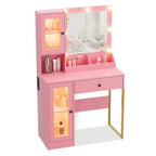 Toeletta da trucco con luci a LED e specchio, grande toeletta da 33 W con cassetto grande, mobile contenitore, toeletta per camera da letto