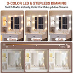 Toeletta da trucco con luci a LED e specchio, grande toeletta da 33 W con cassetto grande, mobile contenitore, toeletta per camera da letto