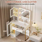 Toeletta da trucco con luci a LED e specchio, grande toeletta da 33 W con cassetto grande, mobile contenitore, toeletta per camera da letto