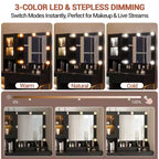 Toeletta da trucco con luci a LED e specchio, grande toeletta da 33 W con cassetto grande, mobile contenitore, toeletta per camera da letto