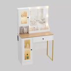 Toeletta da trucco con luci a LED e specchio, grande toeletta da 33 W con cassetto grande, mobile contenitore, toeletta per camera da letto