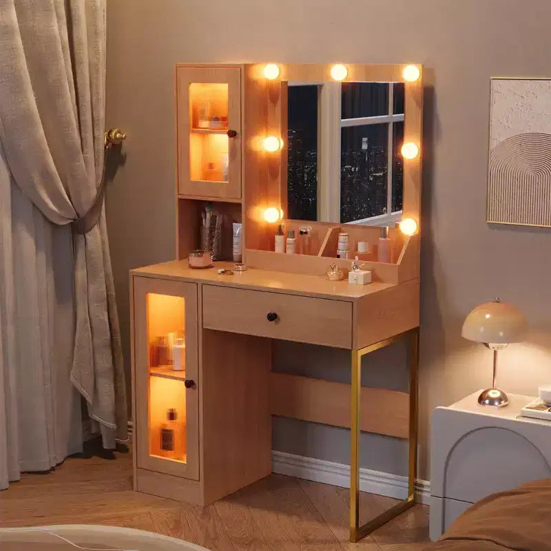 Toeletta da trucco con luci a LED e specchio, grande toeletta da 33 W con cassetto grande, mobile contenitore, toeletta per camera da letto