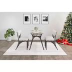 Set da pranzo da 5 pezzi per 4 persone, tavolo da cucina moderno con 4 sedie in bouclé, tavolo da pranzo rettangolare con ripiano portaoggetti per angolo colazione, appartamento