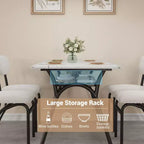 Set da pranzo da 5 pezzi per 4 persone, tavolo da cucina moderno con 4 sedie in bouclé, tavolo da pranzo rettangolare con ripiano portaoggetti per angolo colazione, appartamento