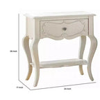 Comodino Royal Hampton Wood By Edalene, Bianco perla