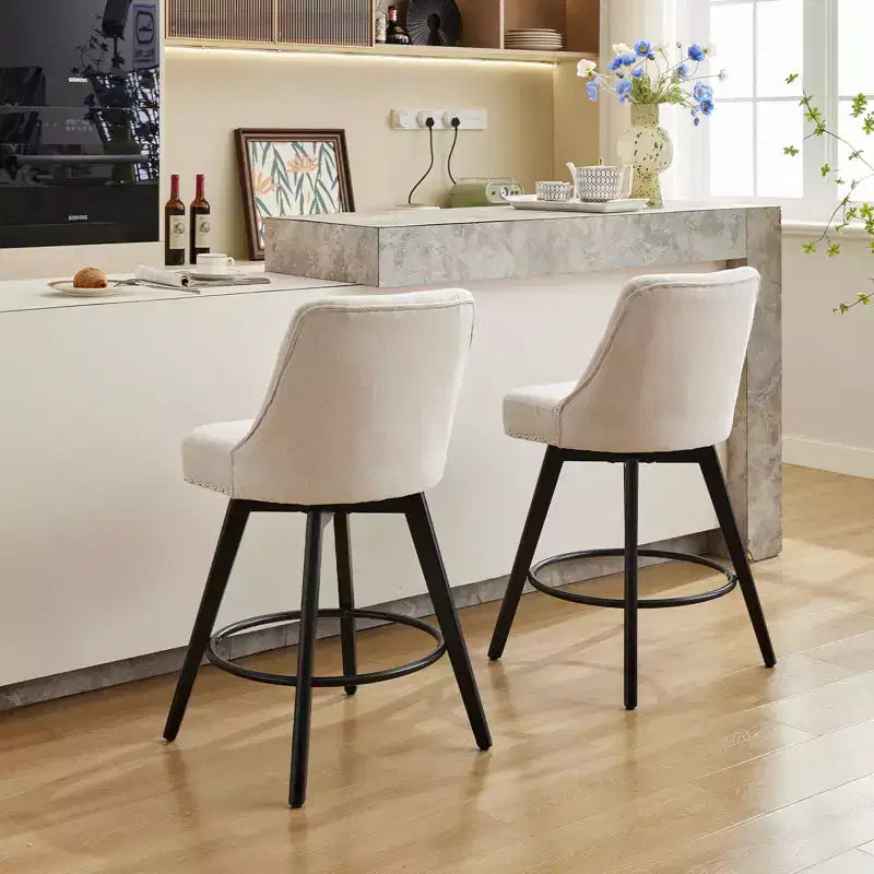 Set di 2 moderni sgabelli da bar girevoli, sedie da bar da 26" con schienale e gambe in legno, sgabelli da cucina imbottiti per cucina, sala da pranzo