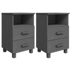 Comodino set da 2 Grigio scuro Legno massello di pino, MDF Medio