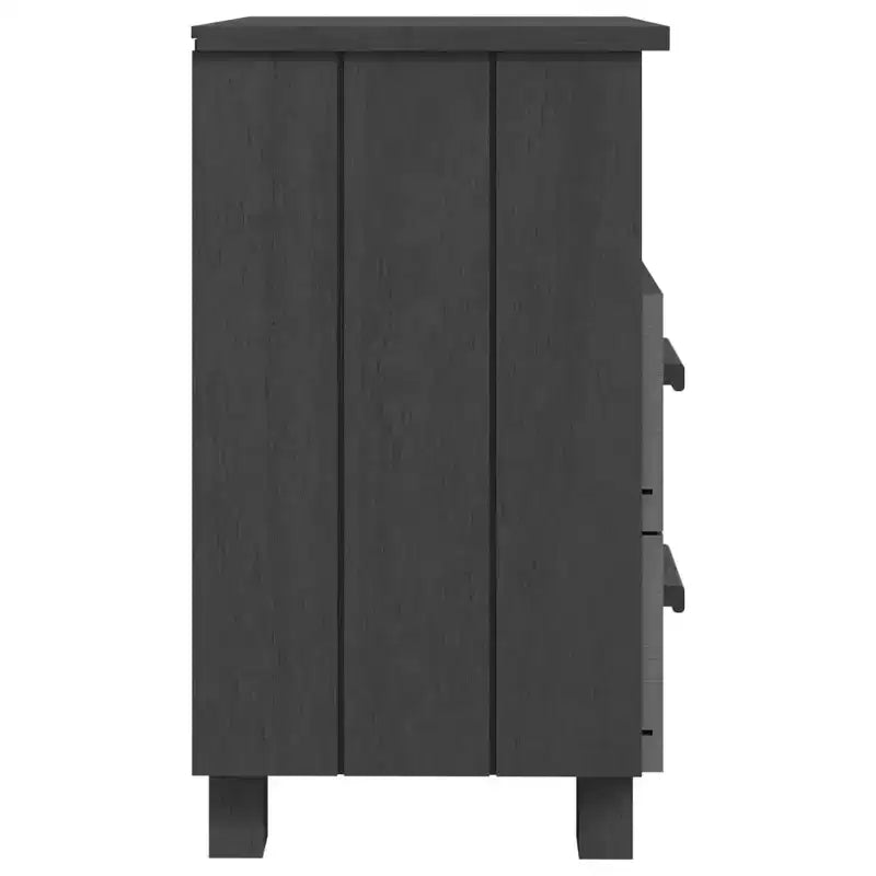 Comodino set da 2 Grigio scuro Legno massello di pino, MDF Medio
