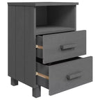 Comodino set da 2 Grigio scuro Legno massello di pino, MDF Medio