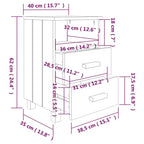 Comodino set da 2 Grigio scuro Legno massello di pino, MDF Medio