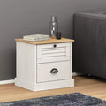 Bedside Cabinet White Solid Pine Wood, Engineered Wood, Metal