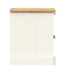 Comodino Bianco in Legno Massello di Pino, Legno Ingegnerizzato, Metallo