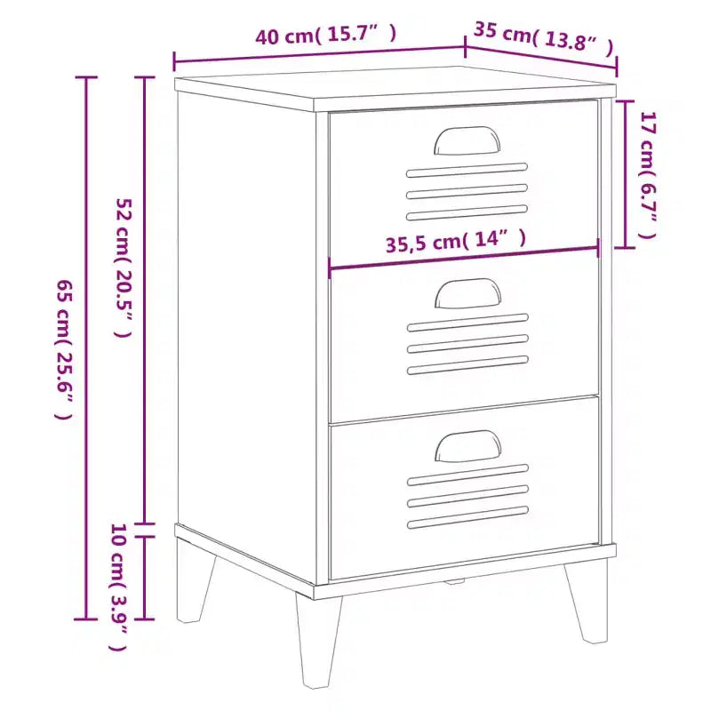 Comodino Legno multistrato bianco, maniglie in plastica Piccolo