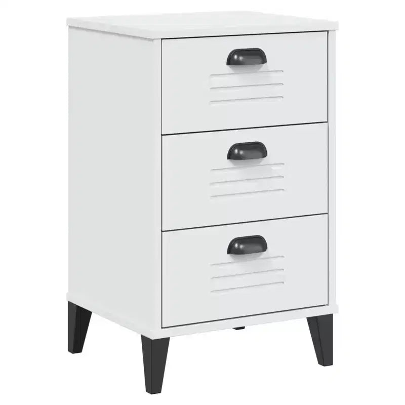 Comodino Legno multistrato bianco, maniglie in plastica Piccolo