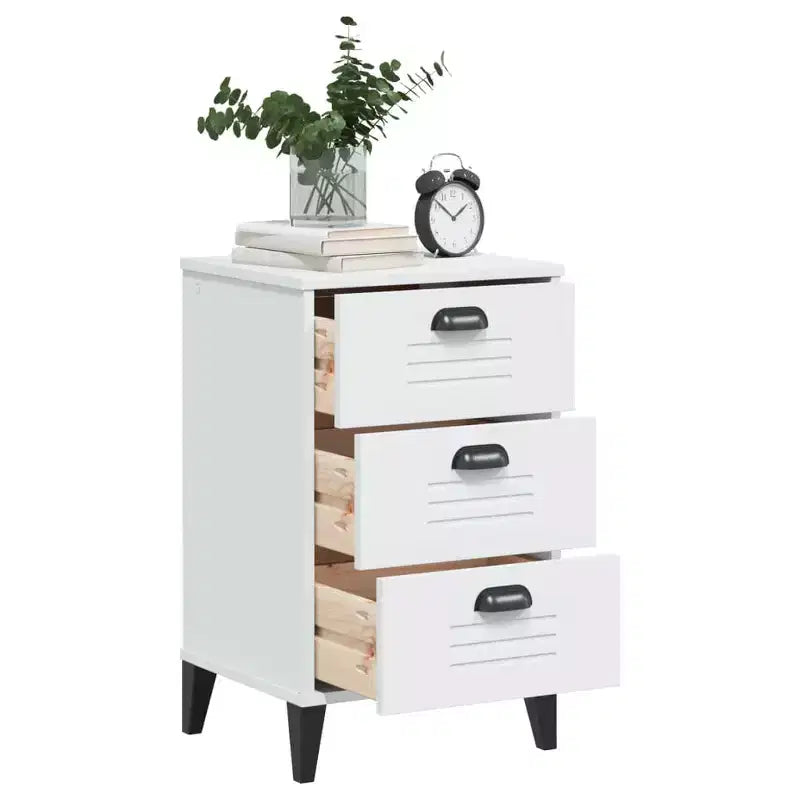 Comodino Legno multistrato bianco, maniglie in plastica Piccolo