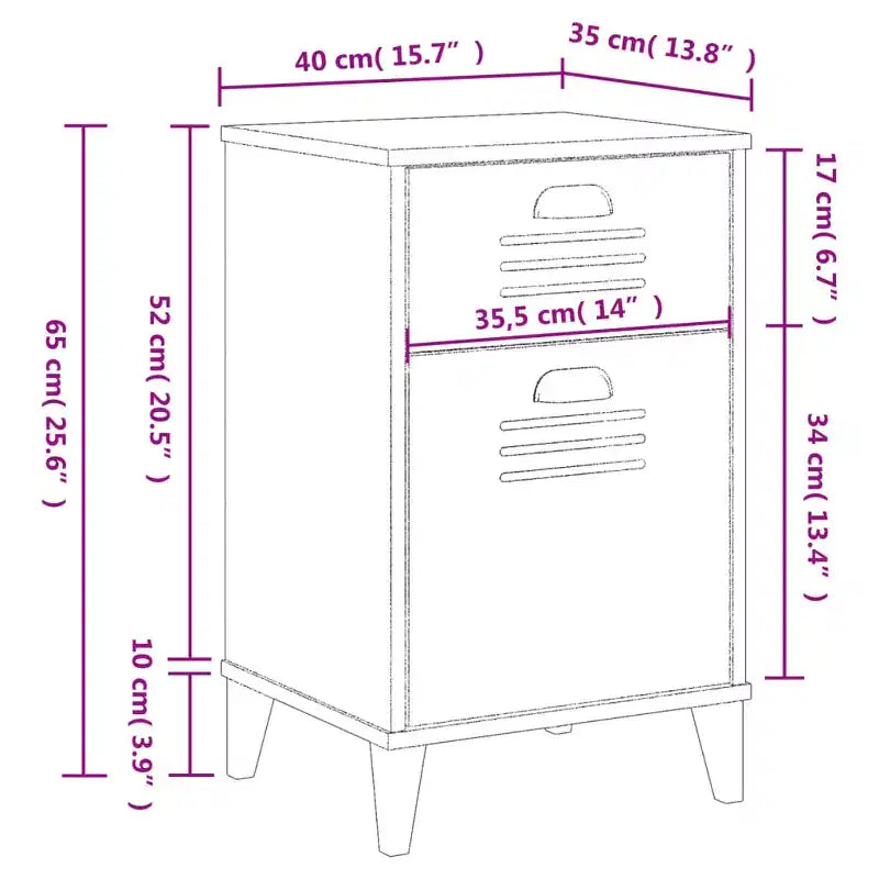 Comodino in legno composito bianco, plastica, comodino medio