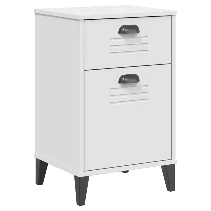 Comodino in legno composito bianco, plastica, comodino medio