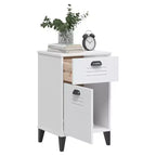 Comodino in legno composito bianco, plastica, comodino medio