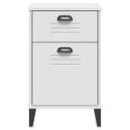 Comodino in legno composito bianco, plastica, comodino medio