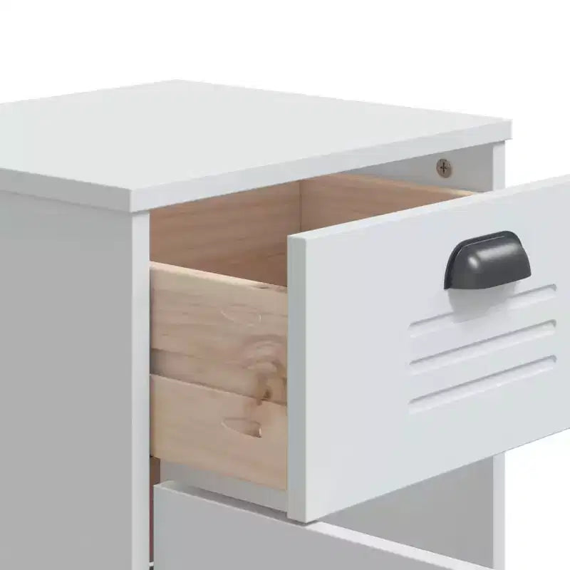 Comodino in legno composito bianco, plastica, comodino medio