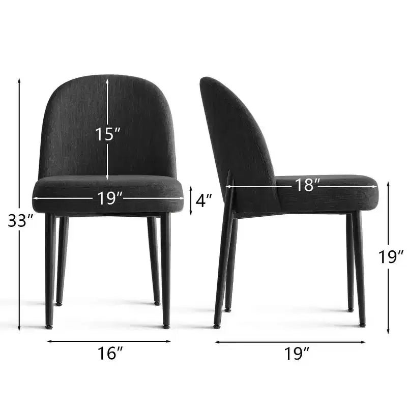 Set di 4 sedie da pranzo imbottite senza braccioli, sedie laterali in tessuto misto lino con gambe in metallo, sedie moderne per cucina e sala da pranzo - Panipeachy
