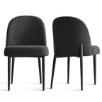 Set di 4 sedie da pranzo imbottite senza braccioli, sedie laterali in tessuto misto lino con gambe in metallo, sedie moderne per cucina e sala da pranzo - Panipeachy