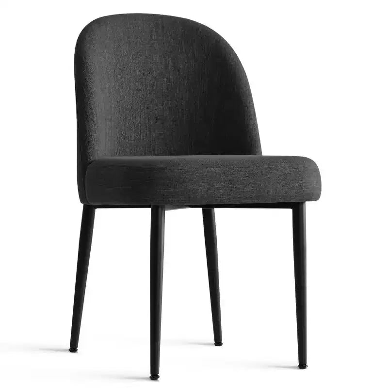 Set di 4 sedie da pranzo imbottite senza braccioli, sedie laterali in tessuto misto lino con gambe in metallo, sedie moderne per cucina e sala da pranzo - Panipeachy