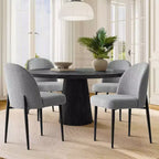Set di 4 sedie da pranzo imbottite senza braccioli, sedie laterali in tessuto misto lino con gambe in metallo, sedie moderne per cucina e sala da pranzo - Panipeachy