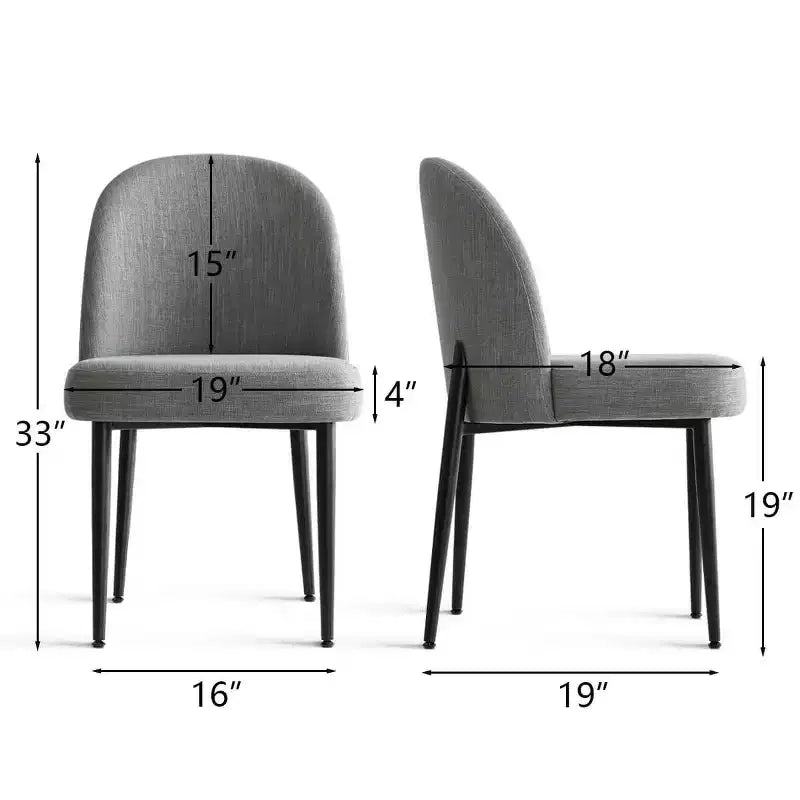 Set di 4 sedie da pranzo imbottite senza braccioli, sedie laterali in tessuto misto lino con gambe in metallo, sedie moderne per cucina e sala da pranzo - Panipeachy