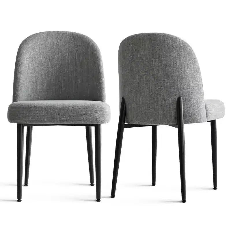Set di 4 sedie da pranzo imbottite senza braccioli, sedie laterali in tessuto misto lino con gambe in metallo, sedie moderne per cucina e sala da pranzo - Panipeachy