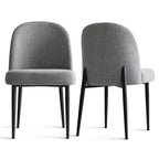 Set di 4 sedie da pranzo imbottite senza braccioli, sedie laterali in tessuto misto lino con gambe in metallo, sedie moderne per cucina e sala da pranzo - Panipeachy