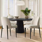 Set di 4 sedie da pranzo imbottite senza braccioli, sedie laterali in tessuto misto lino con gambe in metallo, sedie moderne per cucina e sala da pranzo - Panipeachy