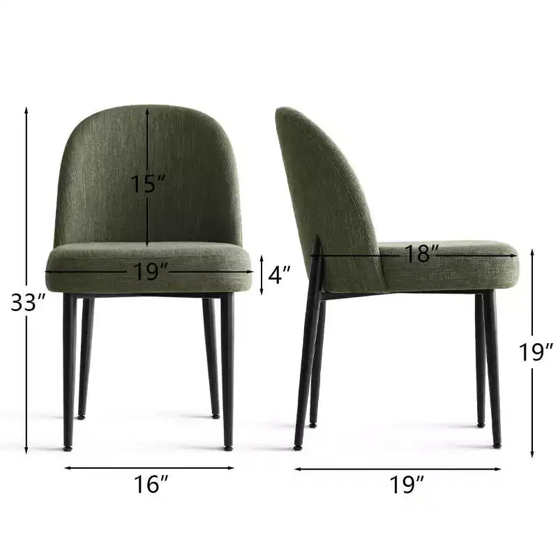 Set di 4 sedie da pranzo imbottite senza braccioli, sedie laterali in tessuto misto lino con gambe in metallo, sedie moderne per cucina e sala da pranzo - Panipeachy