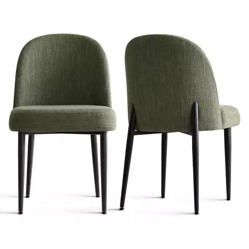 Set di 4 sedie da pranzo imbottite senza braccioli, sedie laterali in tessuto misto lino con gambe in metallo, sedie moderne per cucina e sala da pranzo - Panipeachy