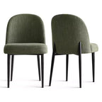 Set di 4 sedie da pranzo imbottite senza braccioli, sedie laterali in tessuto misto lino con gambe in metallo, sedie moderne per cucina e sala da pranzo - Panipeachy